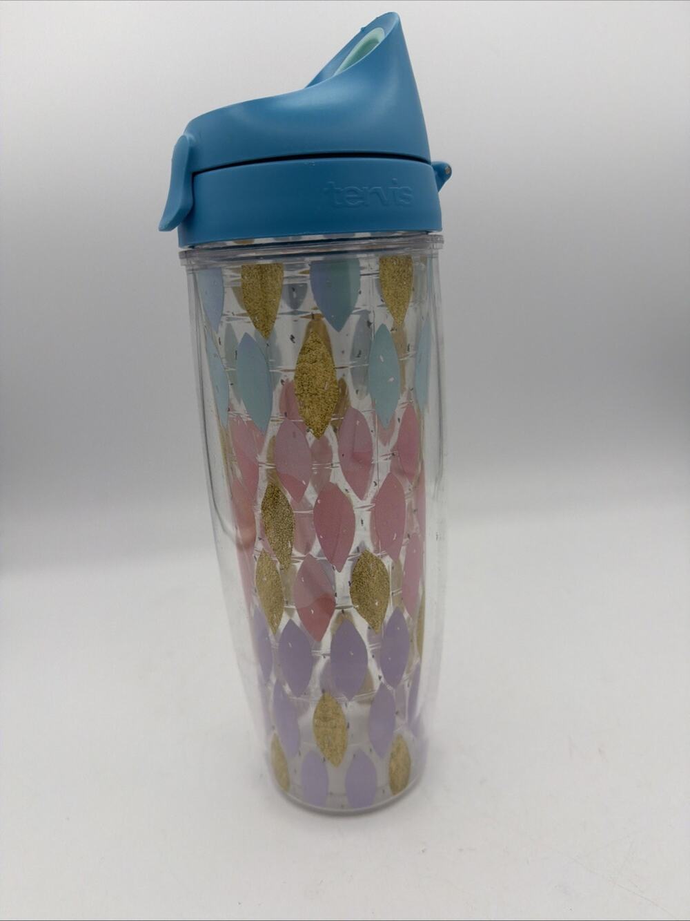 Tervis Tumbler Flip Top Lid 24 oz Water Bottle Traveler Clear Chug Top Blue Pink
